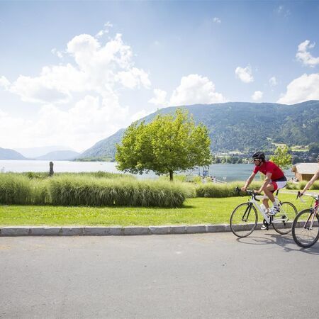 Ferienwohnung - Ein Feld mit zwei Radfahrern davor